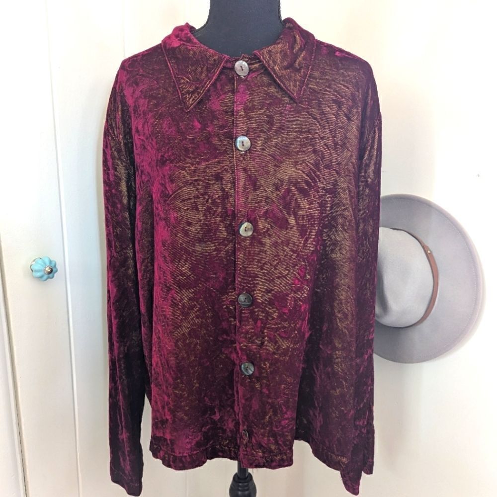 CP Shades L Red Burnout Velvet Top Whimsigoth Fairy Grunge Rebel Punk 90s 70s